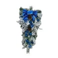 thumbnail image 2 of GUOOL Christmas Teardrop Bow Swag Artificial Wreath for Front Door Home Xmas Decor Blue, 2 of 9