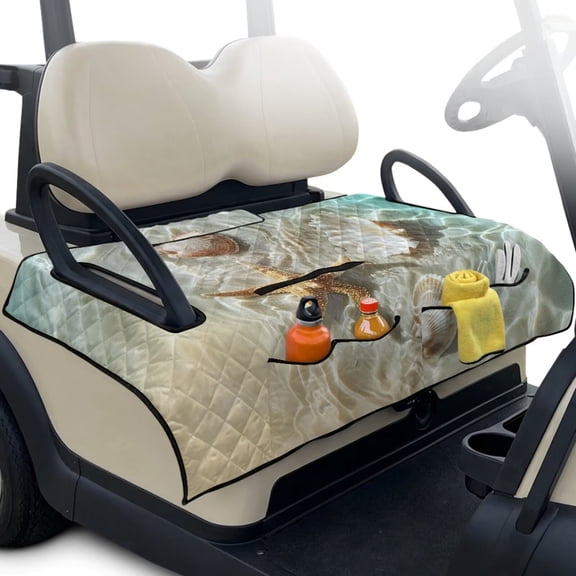 LedBack Starfish Shell Print Golf Cart Seat Cover Towel Blanket with Non-Slip Backing Foldable Golf Seat Blanket Cover with 4 Front Pockets, 30 x 51 Inches, Easy to Install & Clean
