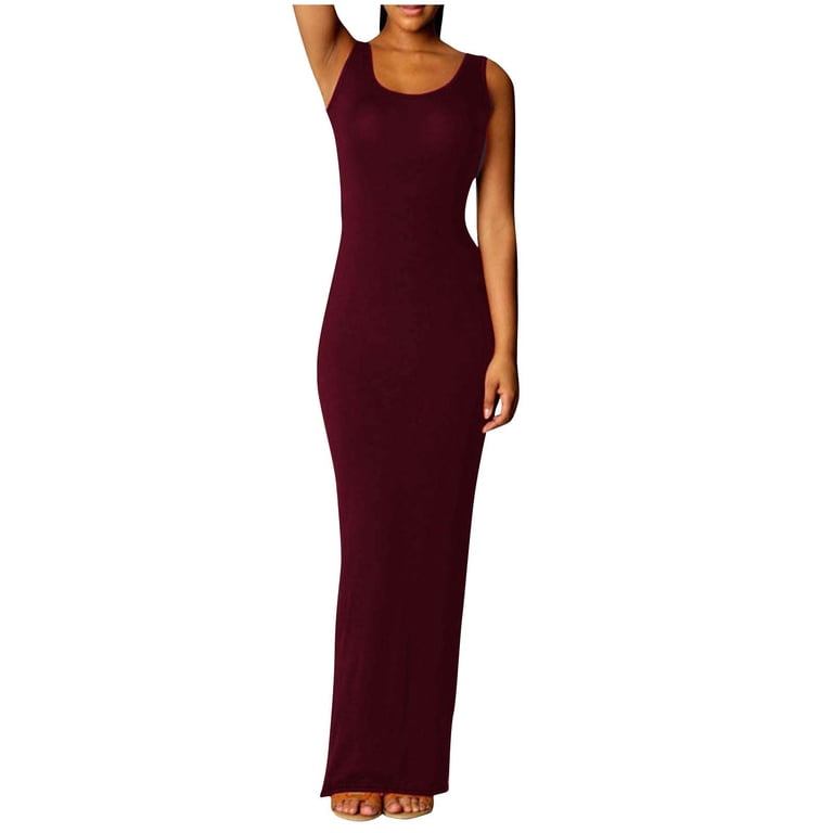 Meichang Summer Maxi Dress for Women Casual Slip Long Tank Dress Sleeveless U Neck Slim Fit Elegant Bodycon Long Dresses, Women's, Size: XL, Red Meichang Summer Maxi Dress for Women Casual Slip Long Tank Dress Sleeveless U Neck Slim Fit Elegant Bodycon Long Dresses, Women's, Size: XL, Red