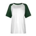 thumbnail image 4 of VERUGU Womens Tops Raglan Sleeve Crew Neck Shirts Summer Trendy Colorblock Short Sleeve T-shirts Loose Casual Comfy Blouses for Leggings Green XL, 4 of 5