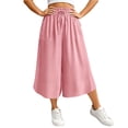 thumbnail image 5 of Besolor Wide Leg Capri Pants for Women Drawstring Elastic High Waisted Pant Casual Loose Loungewear Capris Trousers with Pockets, 5 of 7