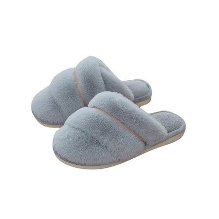 

Gomelly Mens House Shoes Closed Toe Fuzzy Slipper Faux Fur Fluffy Slippers Cozy Winter Shoe Indoor Bedroom Furry Clogs Gray 5.5-6