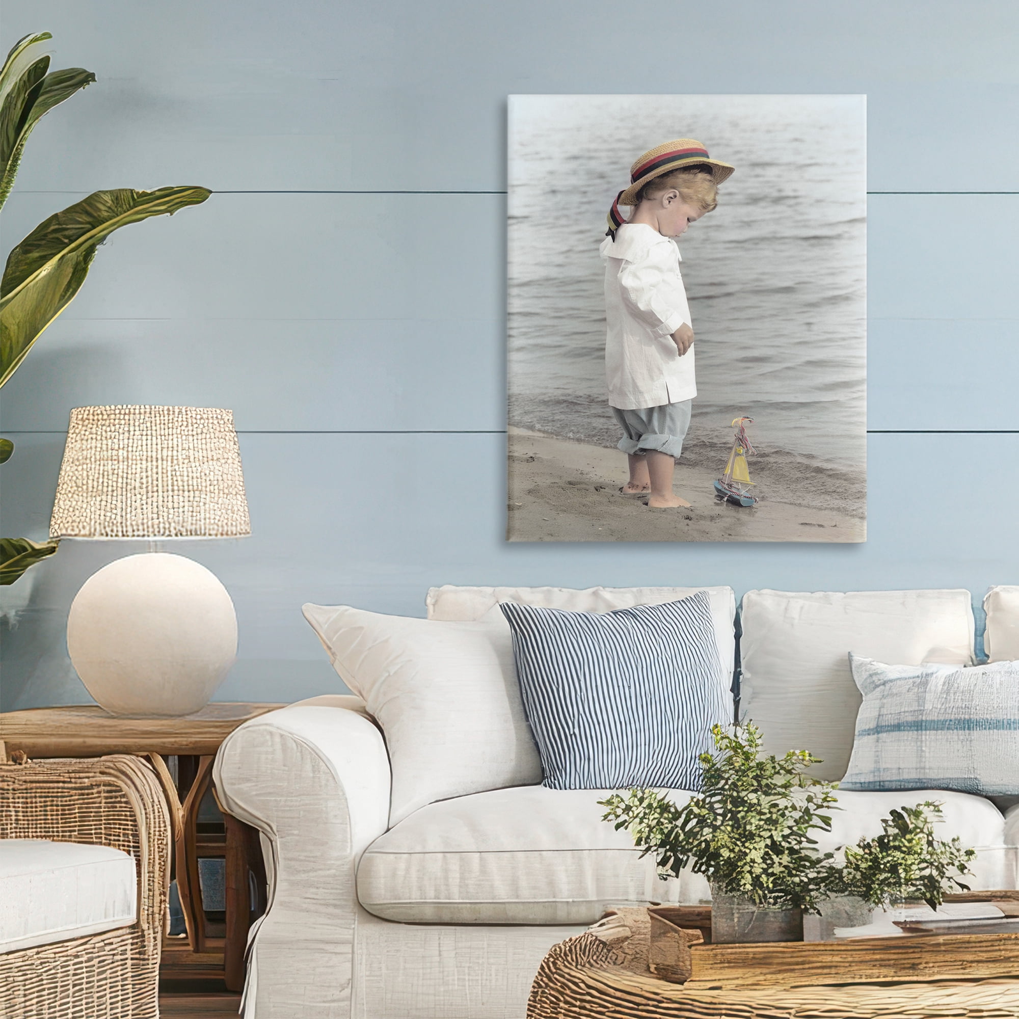 Stupell Industries Child on Beach Shore Canvas Wall Art, design by Kendra Dew