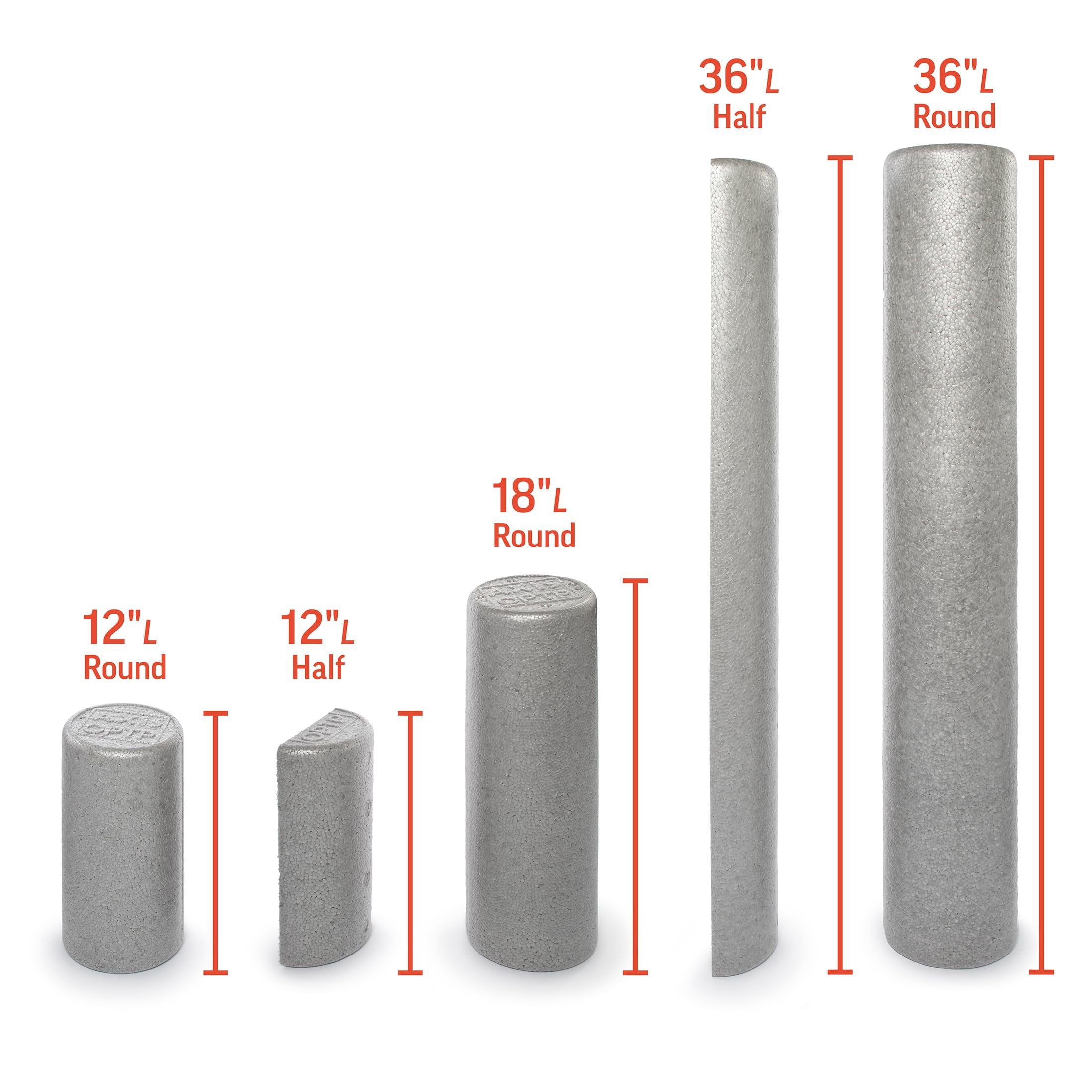 OPTP Silver AXIS Foam Roller - Moderate Density, Eco-Friendly, Durable Foam Roller for Physical Therapy and Exercise, Deep Tissue Muscle Relief, and Workout Recovery (36" x 3" Half-Round)
