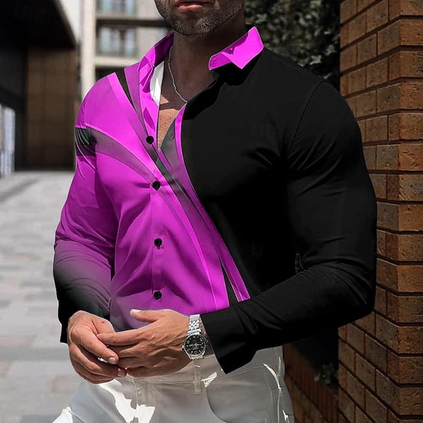 Nueva camisa de manga larga de moda para hombre con estampado 3D, camisa casual de fiesta callejera cómoda y transpirable, talla grande