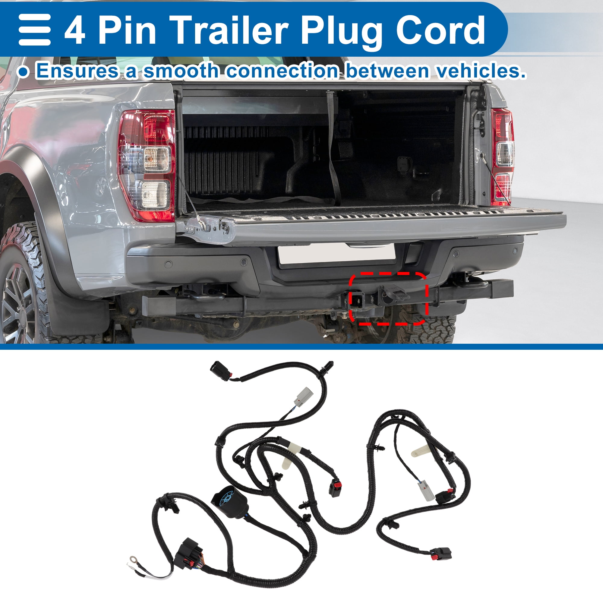Unique Bargains 4 Pin Trailer Wiring Harness HL3Z13A576A for Ford F-150 2015-2020