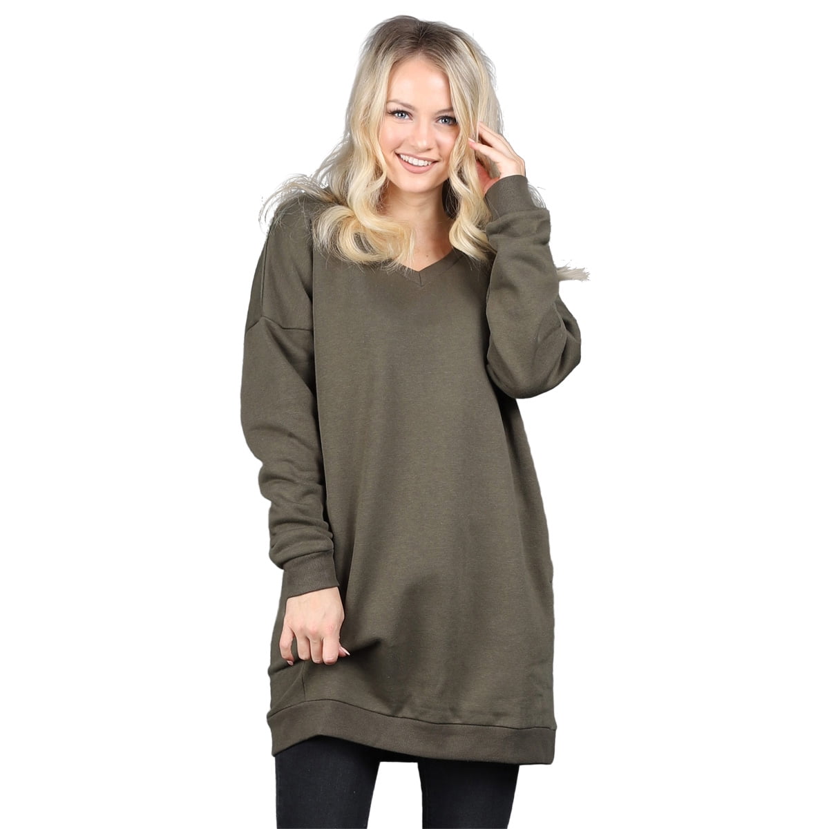 Zenana Outfitters - Plus Size Oversized V-Neck Sweatshirt - Walmart.com - Walmart.com