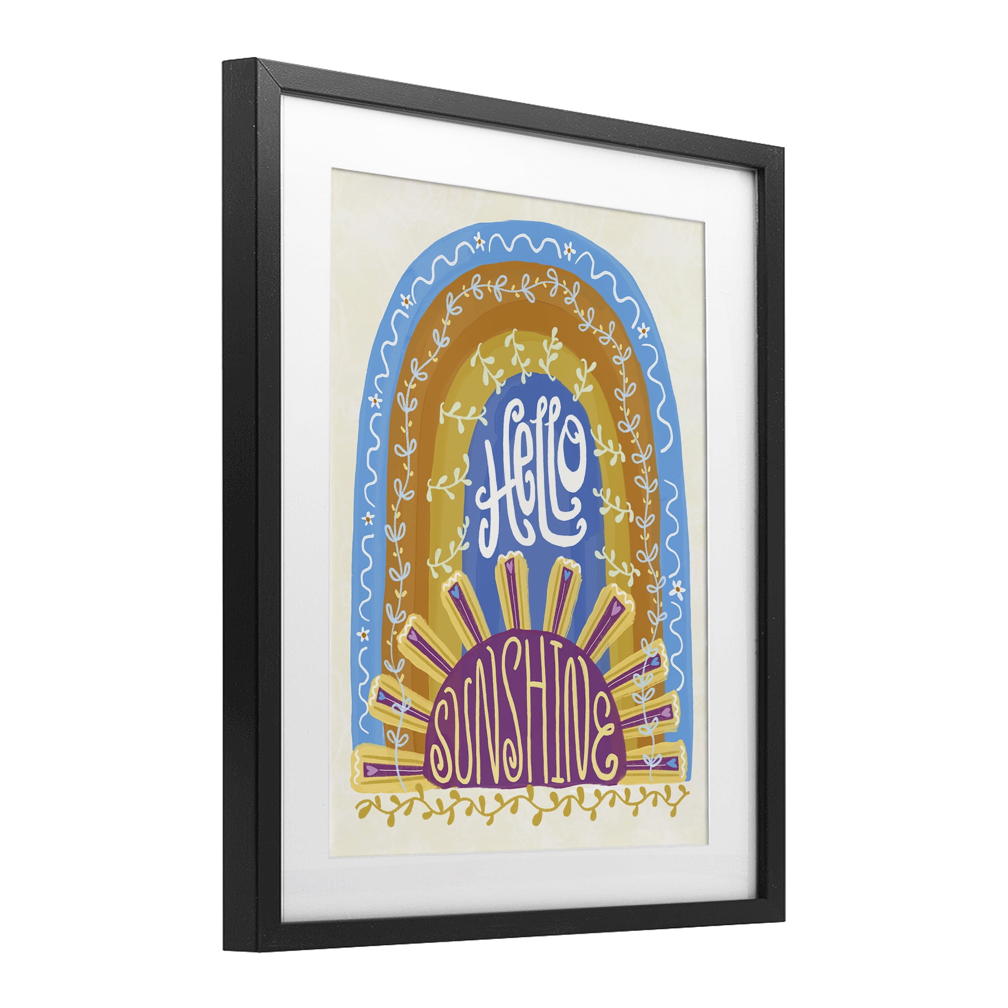 Stupell Industries Boho Hello Sunshine Black Framed Print Under Glass, design by Connie Summers