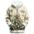 thumbnail image 2 of Christmas Sweatshirts Hooded Hoody Cozy Soft Casual Pullover Long Sleeve Outerwear Daily Streetwear Loungewear Womens Hoodie Beige L, 2 of 4