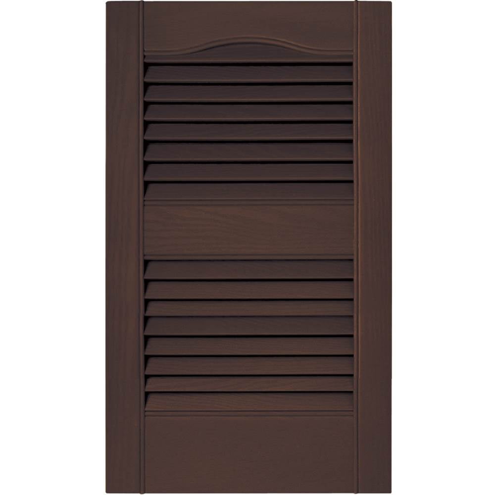 15 in Vinyl Louvered Shutters in Federal Brown Set of 2 ID 806236 