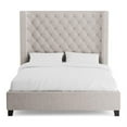 thumbnail image 2 of Furniture of America Qualy Wingback Tufted Fabric Eastern King Bed in Ivory, 2 of 6