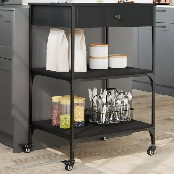 vidaXL Kitchen Trolley Rolling Cart Rack Living Room Bathroom Engineered Wood