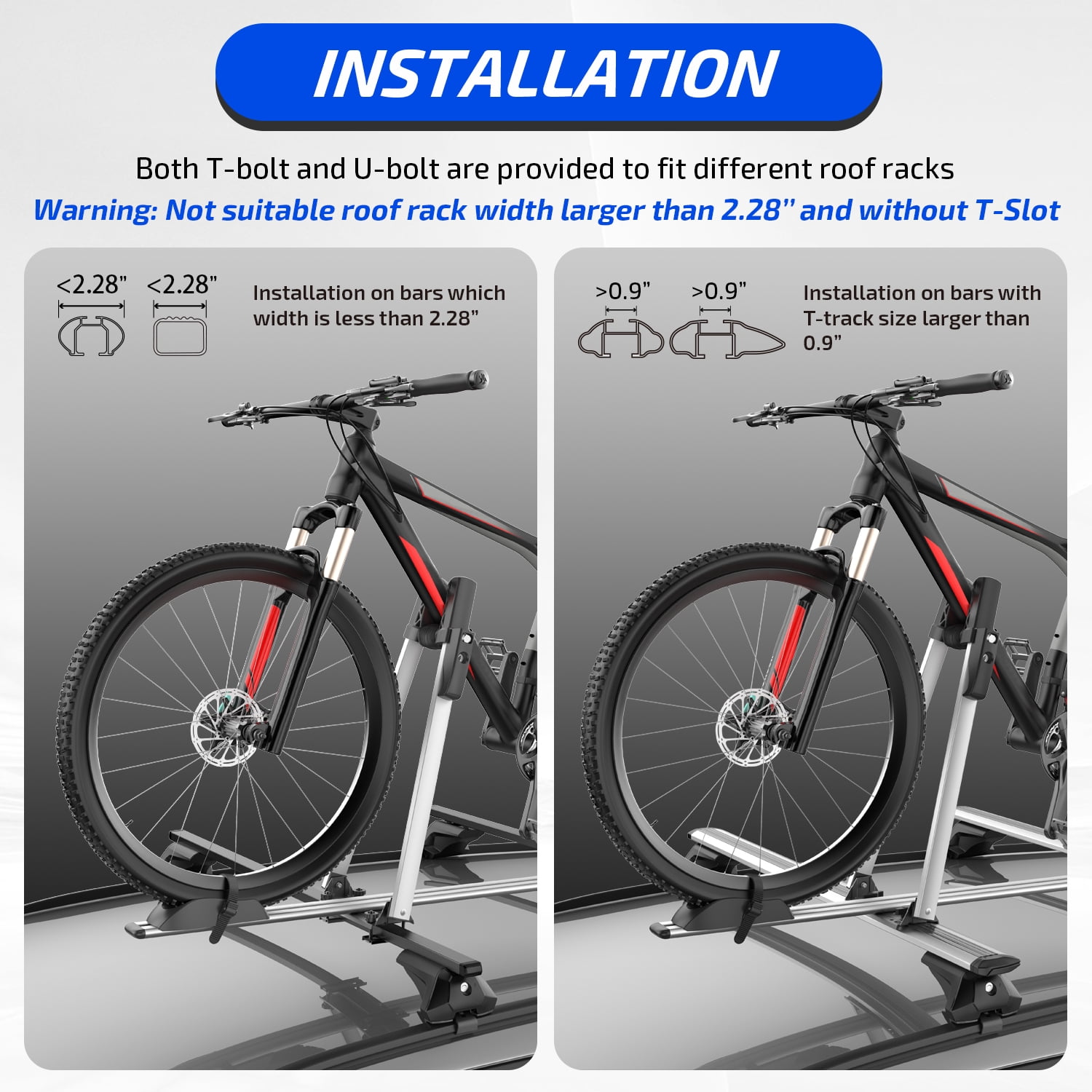 (2 pack) Ozark Trail Aluminum Alloy Roof Bike Carrier Max Load 33LB, With Lock System