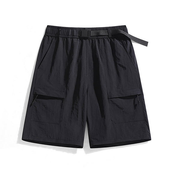 VSSSJ Mens Quick Dry Cargo Hiking Shorts Casual Elastic Waist Athletic Outdoor Fishing Work Shorts Loose Lightweight Breathable Beach Shorts Black XL