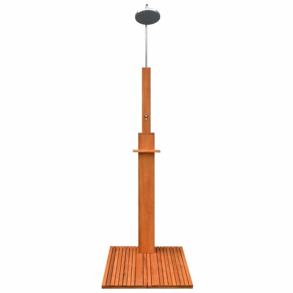 CoPedvic Wooden Outdoor Shower Stand Portable Mobile Garden Camping Eucalyptus Wood Showerhead
