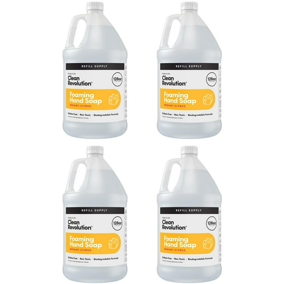 Clean Revolution Foaming Hand Soap Refill Supply Container, Ready to Use Formula, Gluten Free, Dreamy Citrus Fragrance, 128 Fl. Oz, 4 Pack