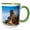 Green/White, variant on 3drose, Two Leonbergers in the Colorado Desert, Pr, 11oz Two-tone Red Mug