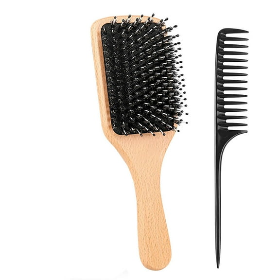 Hair Brush Boar Bristle Hairbrush for Thick Curly Thin Long Short Wet or Dry Hair Adds Shine and Makes Hair Smooth, Best Paddle Hair Brush for Men Women Kids