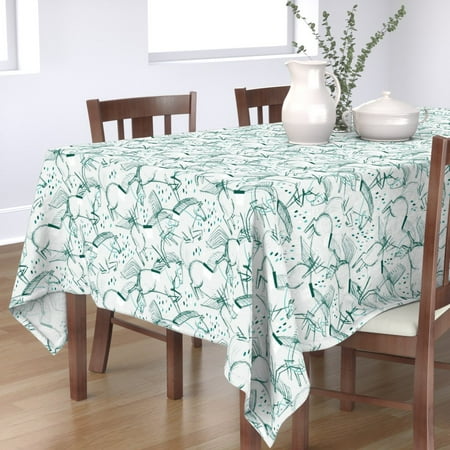 

Cotton Sateen Tablecloth 70 x 144 - Horse Racing Animals Aqua Blue Teal Gray Running Light Neutral Print Custom Table Linens by Spoonflower