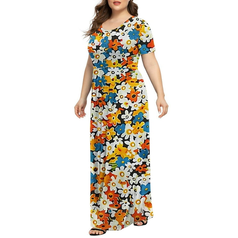 CELILIN Plus Size Dresses for Women Round Neck Printed Short Sleeve Maxi Dresses Casual Empire Waist Long Dress with Pockets XL-5XL - Walmart.com CELILIN Plus Size Dresses for Women Round Neck Printed Short Sleeve Maxi Dresses Casual Empire Waist Long Dress with Pockets XL-5XL - Walmart.com