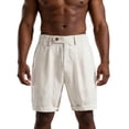 thumbnail image 2 of Mens Pleated Casual Shorts Old Money Style Twill Knee Length Shorts, Summer Quick Dry Fashion Rolled Hem Streetwear Solid Color Loose Fit for Everyday Wear, 2 of 9