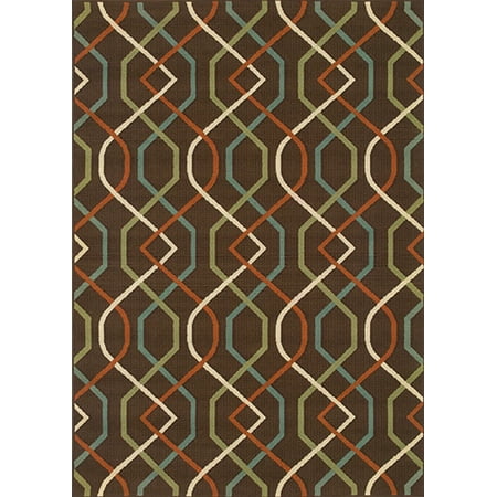 Moretti Wordhaven Area Rug 896N6 Brown Lines Zig Zag 6 7 x 9 6 Rectangle