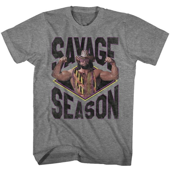 Macho Man Savage Season Graphite Heather Adult T-Shirt
