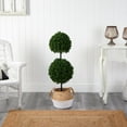 thumbnail image 3 of Nearly Natural Boxwood Double Ball Artificial Topiary Tree in Boho Chic Handmade Cotton, 3 of 4