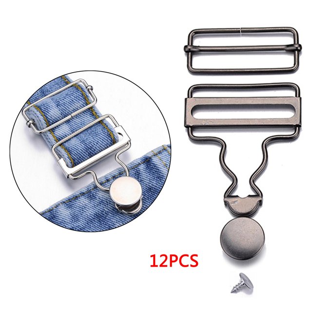 12 juegos de sujetador con hebilla de suspensión, sujetador, Clips, botón, botón de Metal, monos, pantalones , pantalones, correa de mezclilla 38 mm Soledad Hebillas de refuerzo