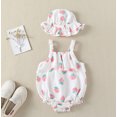 thumbnail image 2 of Utlike Baby Girls Bodysuits Straps Romper Sunsuit Print Strawberry Hat Romper Skin Friendly Fit Playsuits Daily Wear Size 6-12 Months, 2 of 4