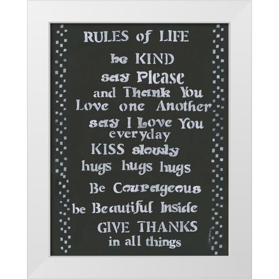 Shamp, Cindy 12x14 White Modern Wood Framed Museum Art Print Titled - Rules of Life