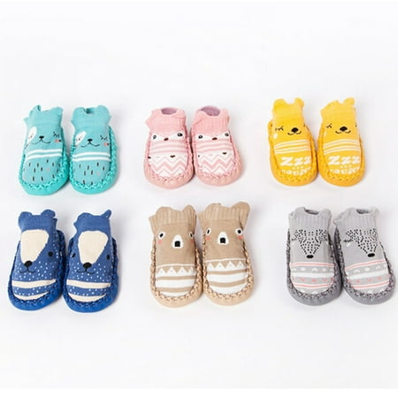 BOBORA Newborn Slipper Infant Baby Boy Girl Non-slip Knitted Socks Shoes Toddler Soft Sole (Best Baby Slipper Socks)