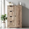 thumbnail image 3 of GZXS Floor Cabinet with Door and 4 Drawers, Storage Cabinet with Adjustable Shelf, Freestanding Bathroom Cabinet, Easy Assembly, Washed Gray, 3 of 11