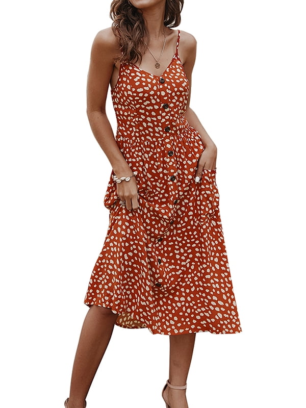 fashion print polka dot button dress