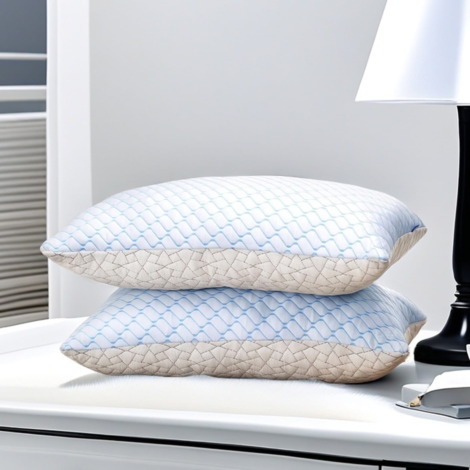 PYPUMSA Shredded Memory Foam Pillows Standard Size Set of 2, Regulating Reversible Cooling Pillow Bed Pillow for Bed, Adjustable Loft Bed Firm or Soft Pillows for Side, Back, Stomach, Hot Sleepers