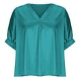 thumbnail image 4 of Women's Plus Size Blouses 3/4 Sleeve Dressy Tunic Tops V Neck Casual Loose Blouse Pleated Shirts Women's Athletic Tops Womens T Shirts Shirts Comfy Women Womens T Shirts Short Sleeve Loose Fit Workout, 4 of 5