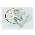 thumbnail image 1 of Magic Moon Cutting Board, Doodle of Mermaid Girl Sits on Crescent, Decorative Tempered Glass Cutting and Serving Board, in 3 Sizes, by Ambesonne, 1 of 2