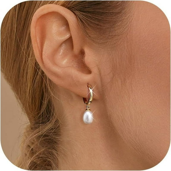 14K Real Gold Plated Huggie Hoop Earrings For Women S925 Sterling Silver Hypoallergenic Small Gold Hoop Earrings Cz Heart Pearl Dainty Charm Drop Dangle Earrings Jewelry Gift[Z1220]