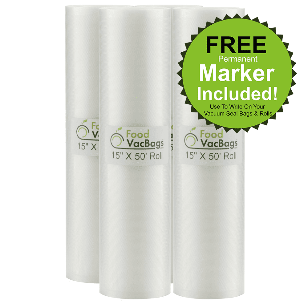 4 15x50 FoodVacBags Rolls for FoodSaver 