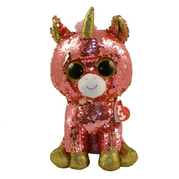 TY Flippables Sequin - SUNSET the Unicorn (Regular Size 6" Plush)(BONUS 1 FUN CHOPS & 1 ZIPPER BRACELET)