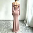 thumbnail image 4 of Gfyviroh Womens Off-the-Shoulder Velvet Mermaid Maxi Dress Long Sleeve Formal Evening Gown for Women Party Wedding Guest Dresses, 4 of 5
