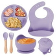 thumbnail image 1 of Children's complementary silicone plate baby complementary bowl smiley plate six-piece tableware set, 1 of 1