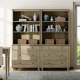 thumbnail image 2 of WAMPAT 72" Bookshelf with 3 Drawers, Tall Bookcase Large Display Book Case Shelf with 3 Tier Open Book Shelves，Library Wooden Bookshelves for Living Room,Office, Bedroom, Wash Grey (2PCS), 2 of 7
