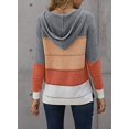 thumbnail image 4 of Womens Striped Color Block Hoodies Fashion V Neck Knit Sweater Pullovers, 4 of 5
