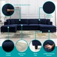 thumbnail image 7 of Mixoy  Velvet U/L Shaped Sectional Couch with Ottoman,Oversized 6-Seater Sofa Set for Living Room,Navy Blue, 7 of 7