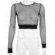 thumbnail image 1 of Women Sexy Hollow Out Mesh T-Shirt Harajuku Long Sleeve See Through Fishnet Crop Top Elastic Waist Casual Slim Fit Basic Pullovers Tee Clubwear, 1 of 4