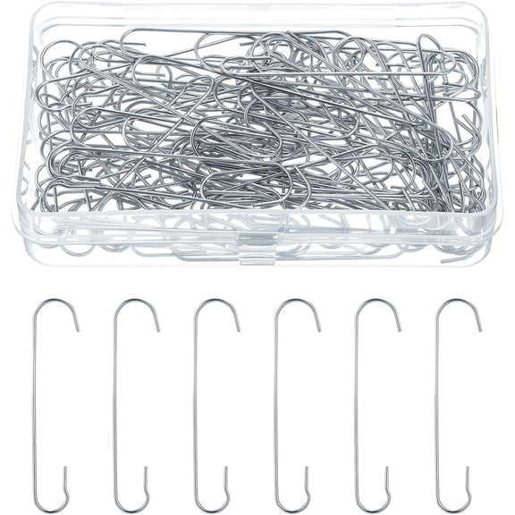 200 Pcs Christmas Ornament Hooks,Christmas Tree Ornament Hooks,2.4x0.5 Inch C-Shaped Needle,Bendable Ornaments Hangers Hooks,Metal Hooks with Storage Box