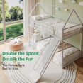 thumbnail image 5 of Bunk Bed Twin Over Twin, Metal Twin Size House Bed with Ladder & Slider, Full Size House Bunk Bed Frame for Bedroom, Convertible Design, No Box Spring Needed, White, 5 of 8