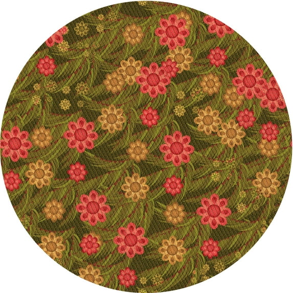 Ahgly Company Machine Washable Indoor Round Transitional Saddle Brown Area Rugs, 5' Round