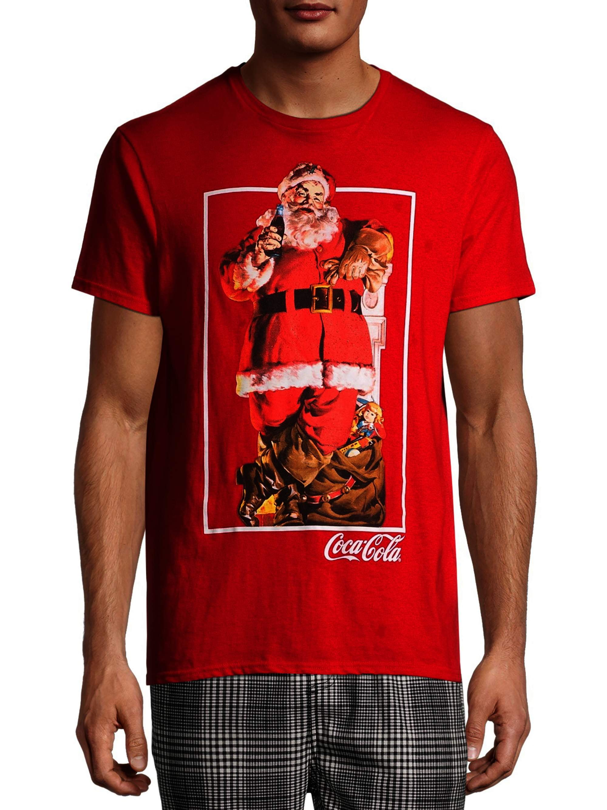 TU Coca Cola Christmas T-Shirt Charcoal Santa & Large Bottle L Large 42-44" BNWT 